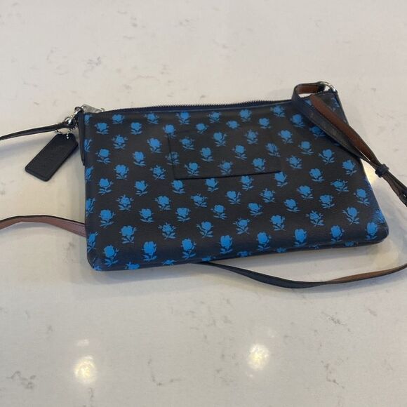 Coach Canvas Navy Blue Floral Cottagecore batik boho garden style Crossbody Bag - Picture 6 of 6